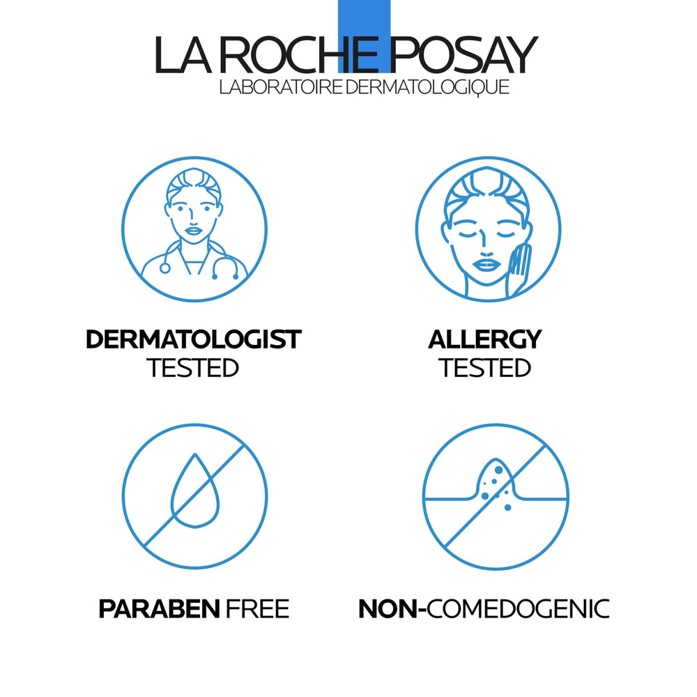 Hydration with hyaluronic acid in La Roche-Posay serum for a lightweight feel.