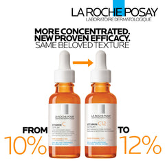 La Roche-Posay dropper applying serum for daily brightening routine.