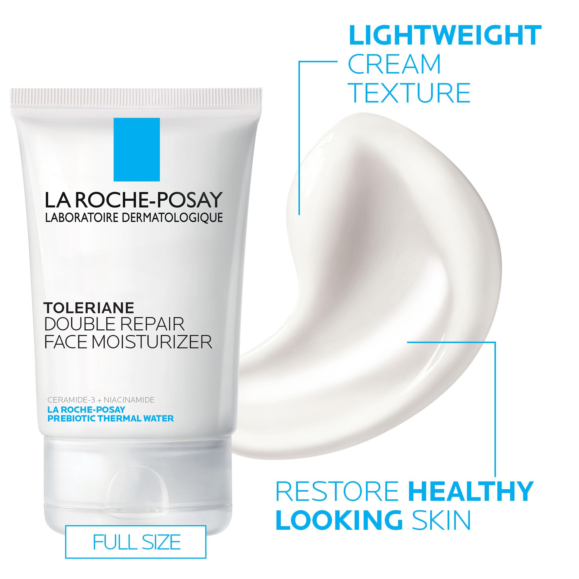 La Roche-Posay Toleraine travel-size set displayed on a bathroom shelf
