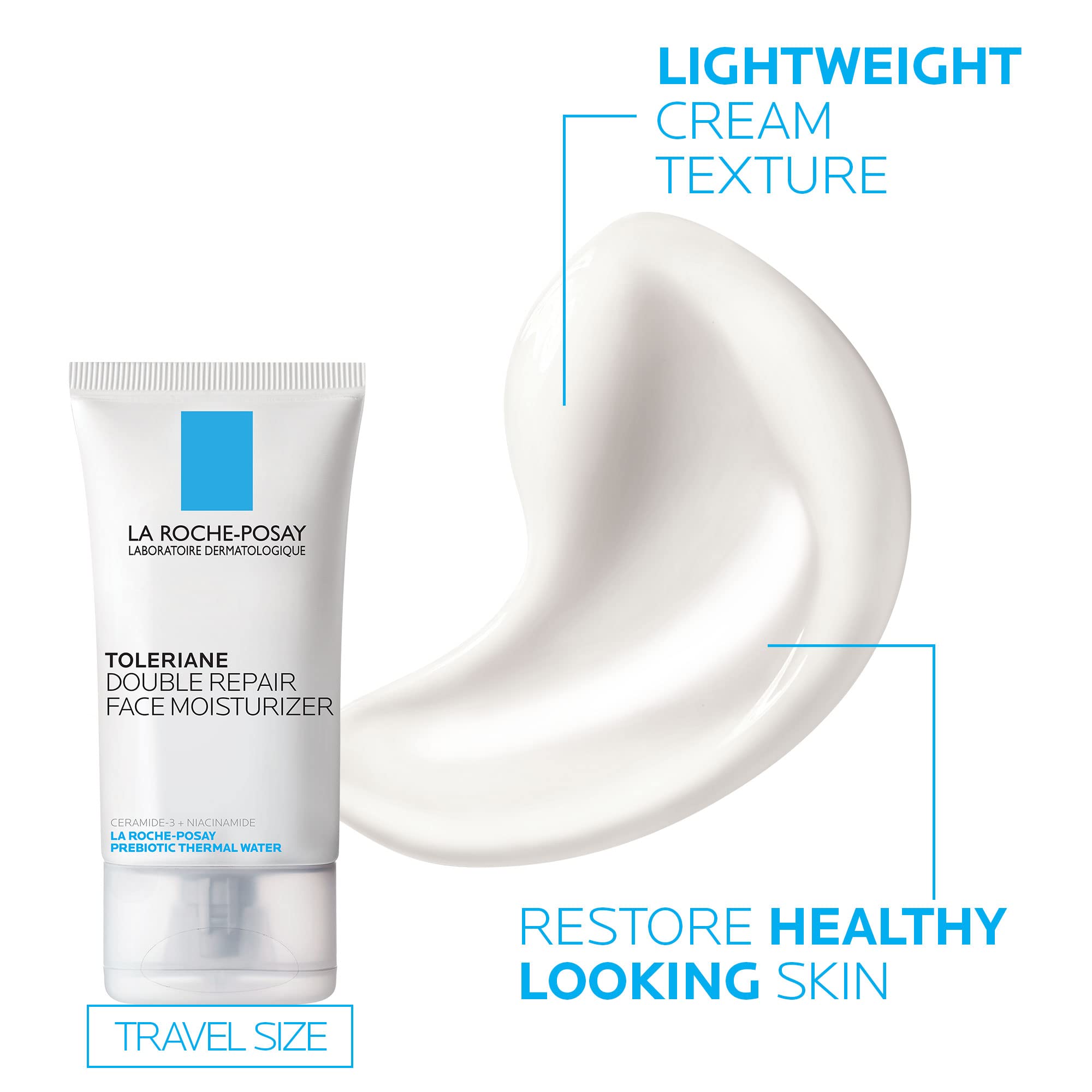 Application of Toleriane cleanser removing makeup on a clean skin surface.