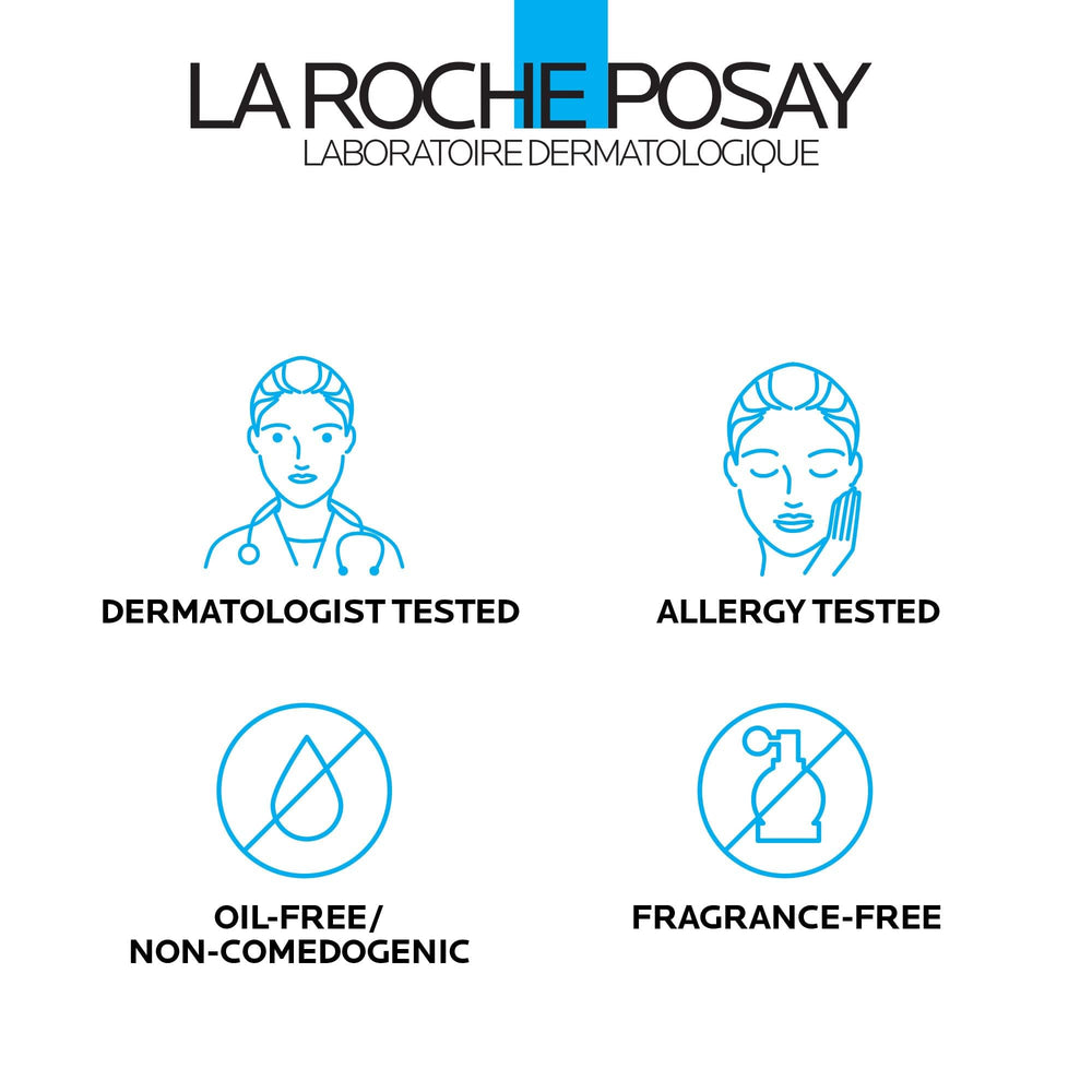 La Roche-Posay Toleriane cleanser used with water rinse for clean finish.