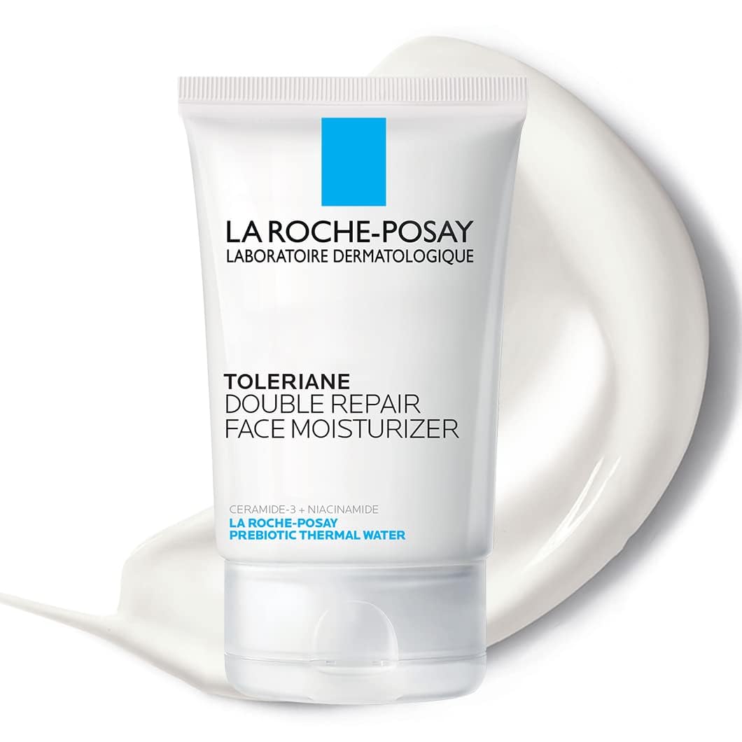 La Roche-Posay Toleriane Double Repair bottle and pump for daily hydration.