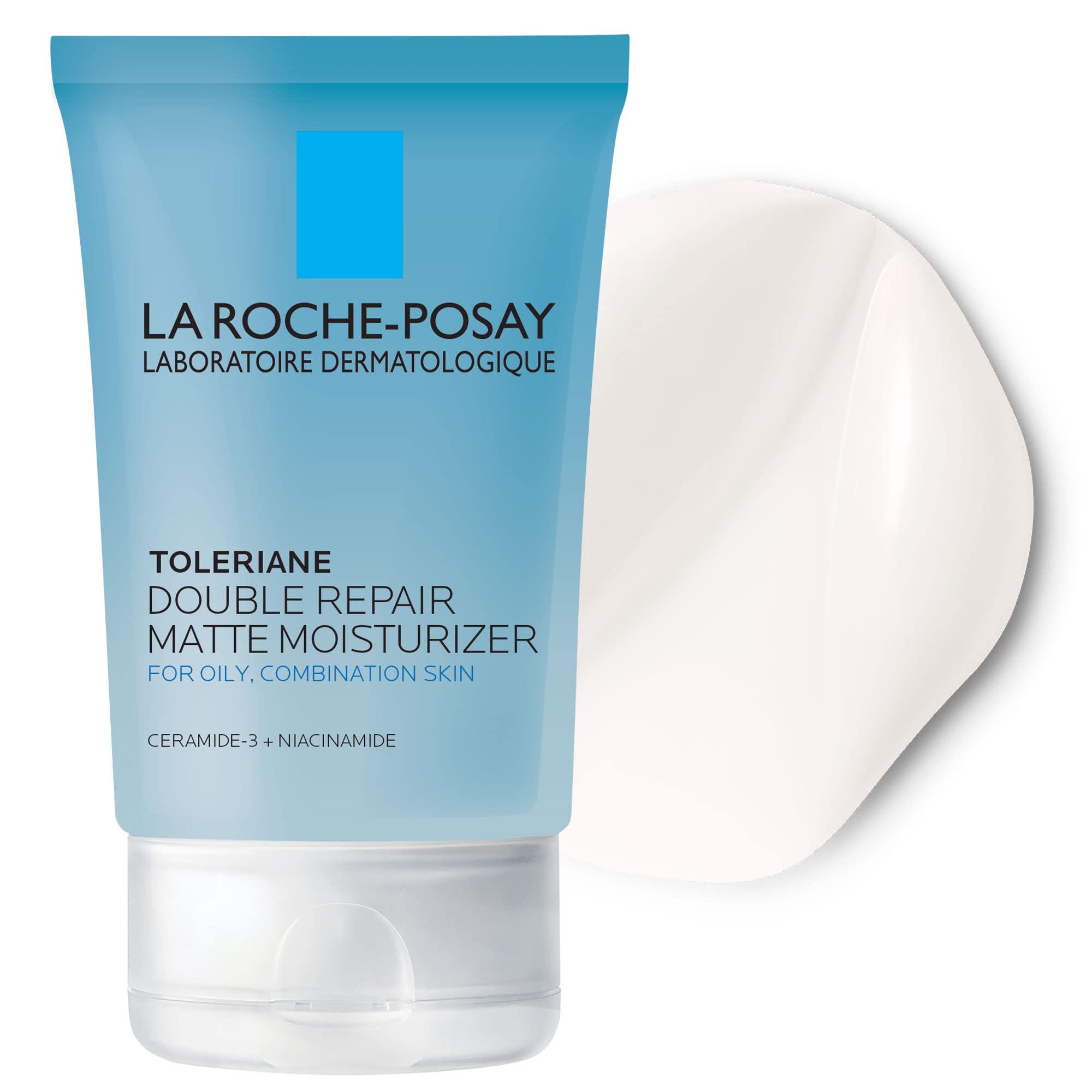 La Roche-Posay Toleriane Double Repair Matte bottle showing oil-free hydration for oily skin
