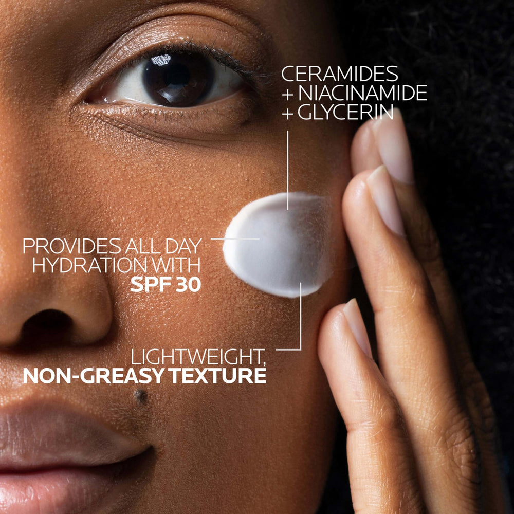 La Roche-Posay Toleriane Double Repair Matte SPF 30 packaging highlights fragrance-free formula.