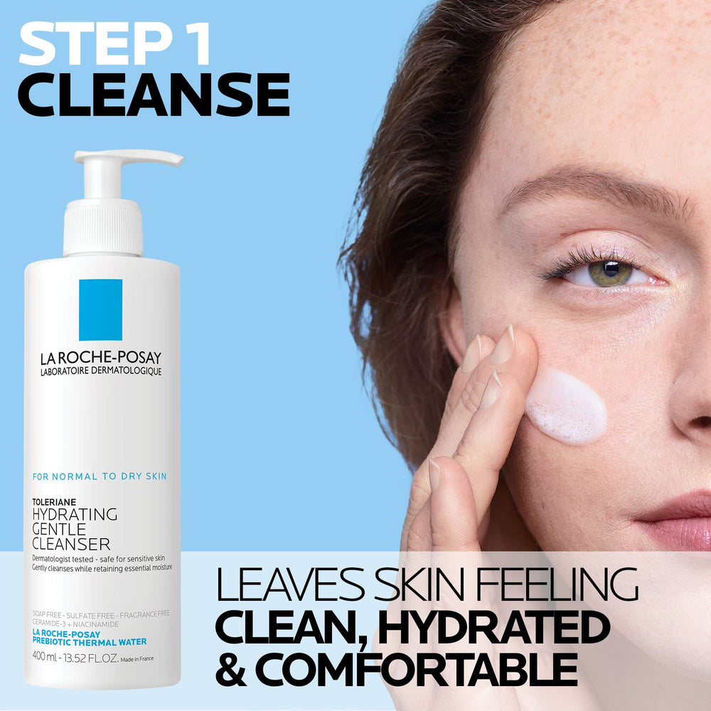 La Roche-Posay Toleriane Double Repair Moisturizer mini tube showing 48-hour hydration.