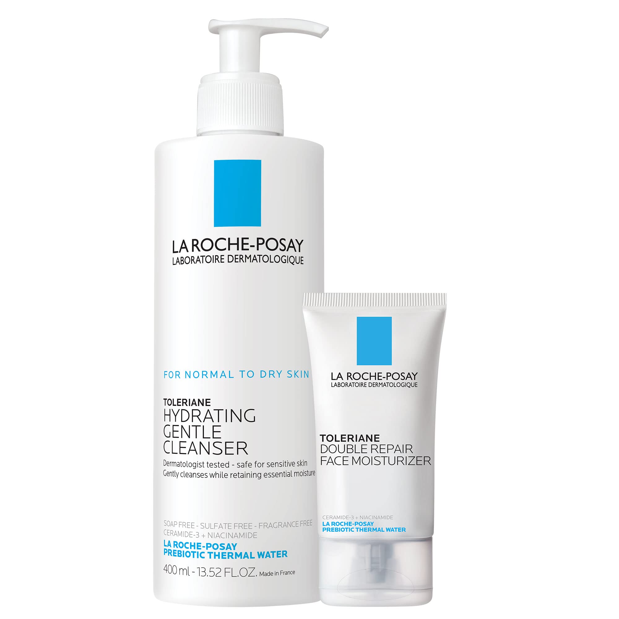 La Roche-Posay Toleriane Hydrating Gentle Cleanser travel-size bottle for sensitive skin cleansing.