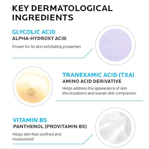 Tranexamic acid label highlighting gentle skin tone evening effect.