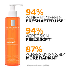 La Roche-Posay Vitamin C Brightening Face Wash foam texture close-up — refreshing foaming cleanser.