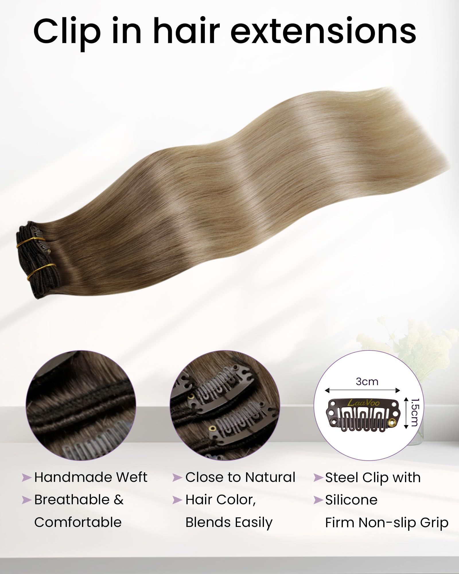 LaaVoo clip-in design provides secure attachment for quick styling