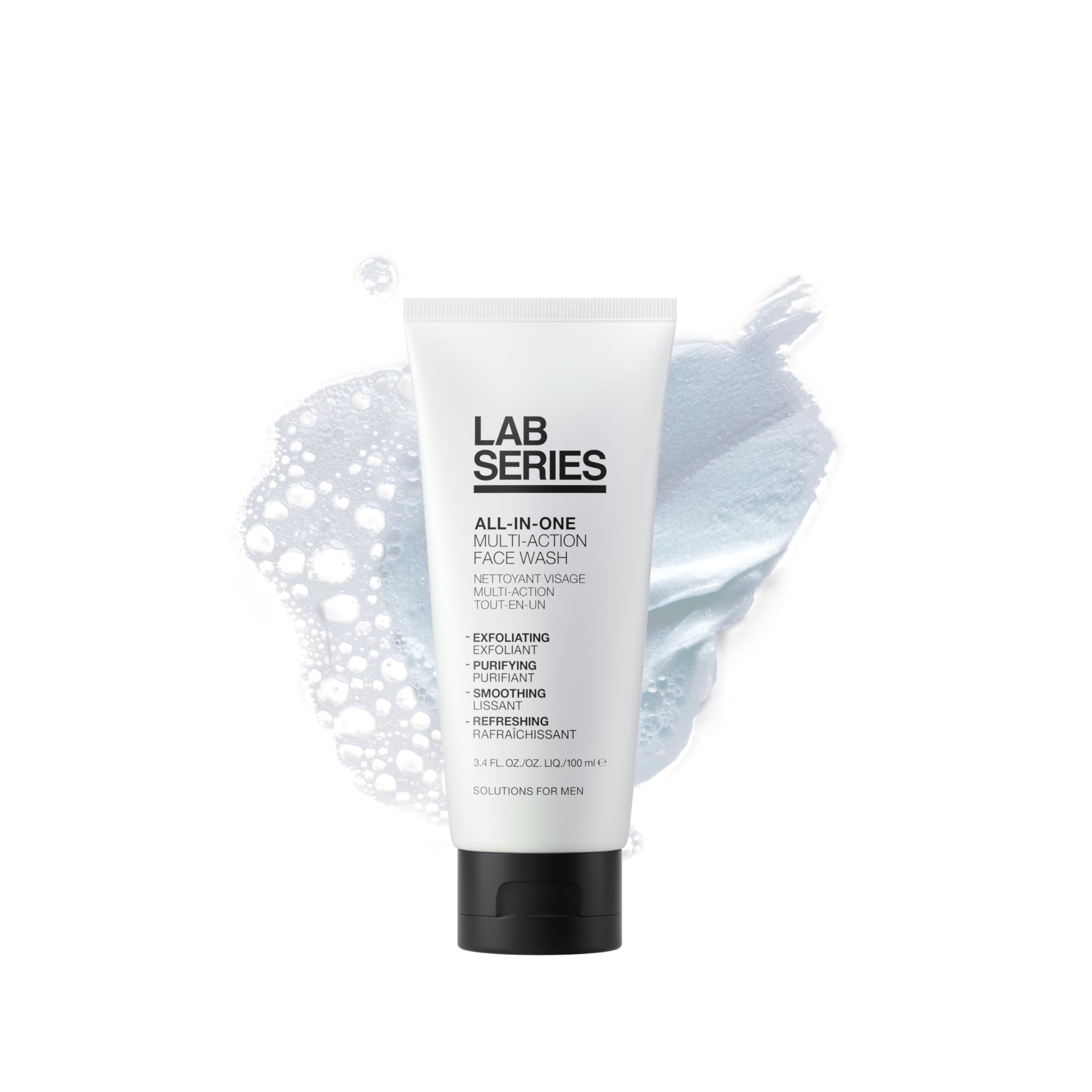 Lab Series all-in-one face wash bottle pouring for daily cleansing