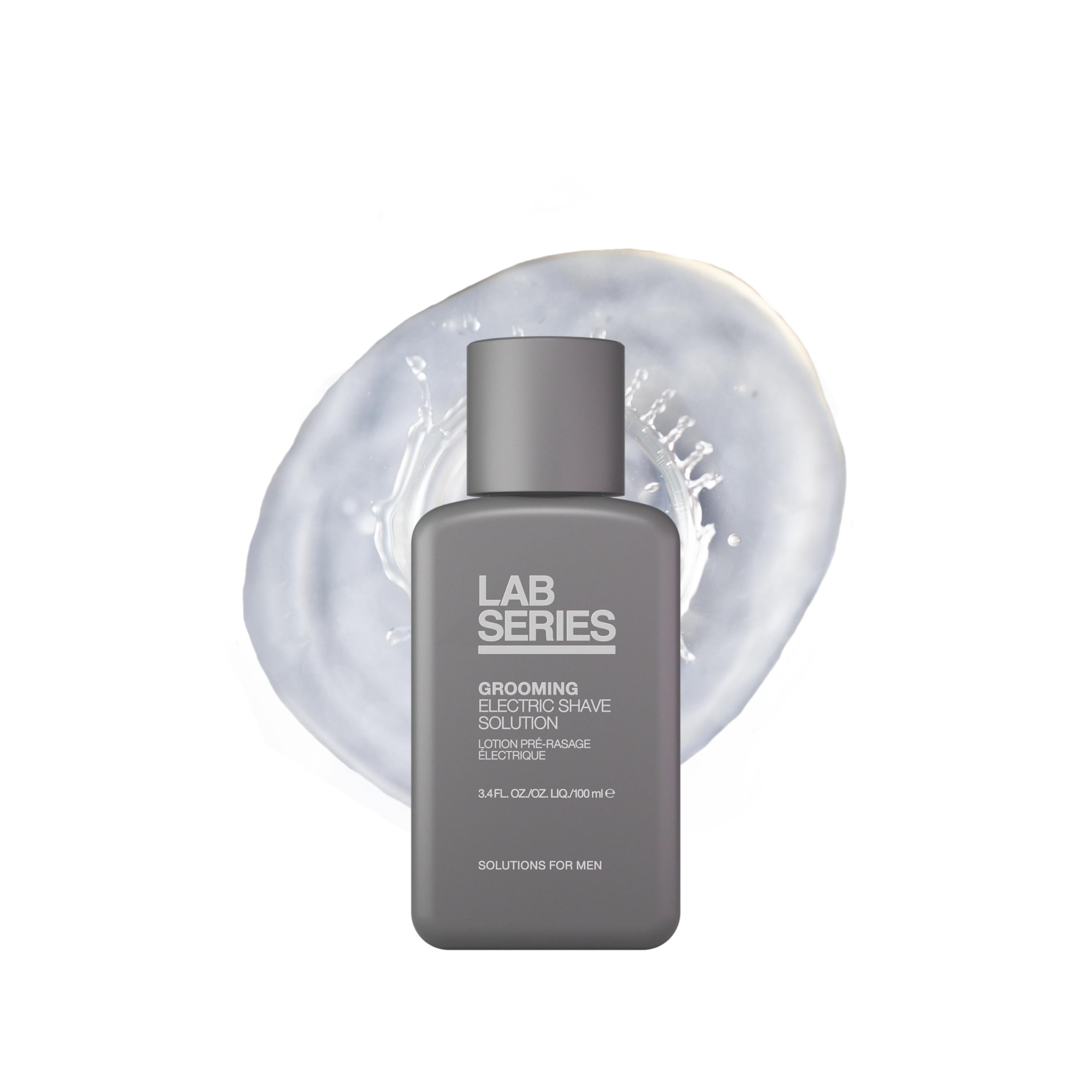 Lab Series Effortless Pre-Electric Shave Solution bottle ready to prep skin for a smooth shave.