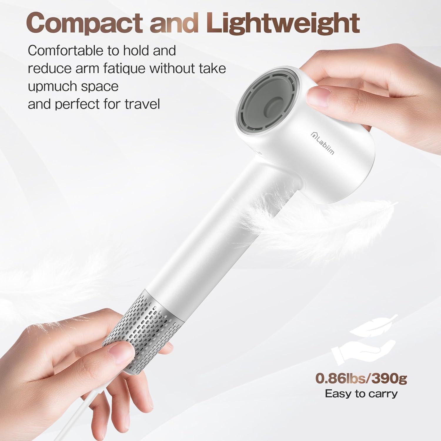 Labiim 360-degree rotating nozzle for versatile styling.