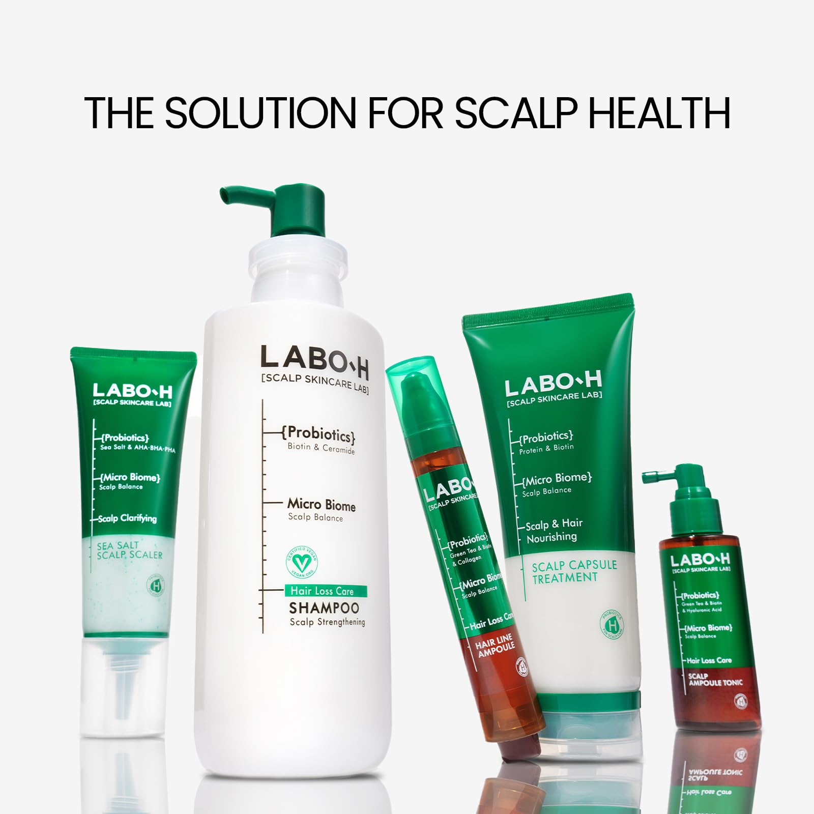 LABO-H dermatologically tested formula gentle for sensitive scalps.