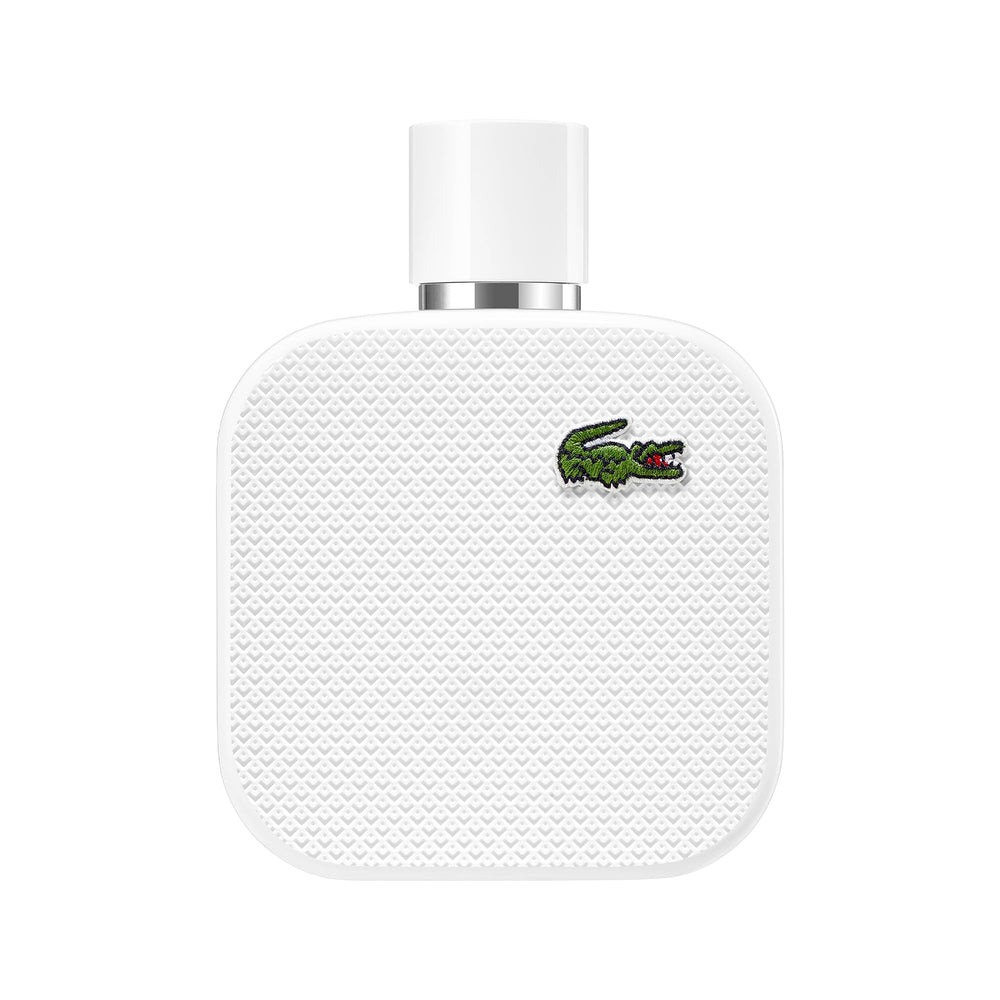 Lacoste L.12.12 Blanc bottle front view highlighting a clean, versatile scent for daily wear.