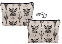 Lacosu Western Cow makeup bag open interior reveals a spacious compartment for essentials.