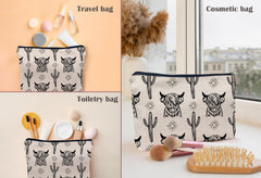 Lacosu Western Cow makeup bag travel-size companion for on-the-go touch-ups.