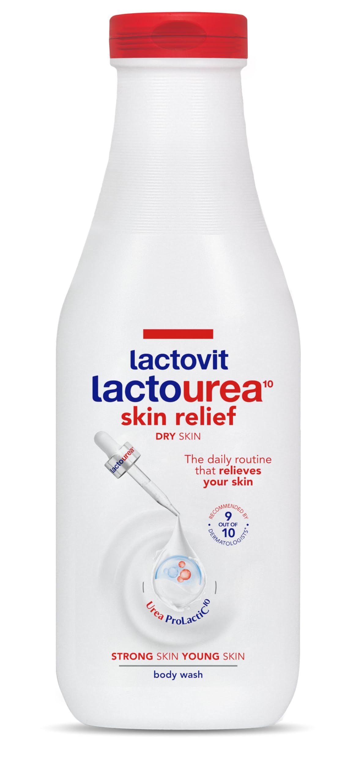 Lactovit Lactourea, botella 600 ml para hidratación diaria de piel seca.