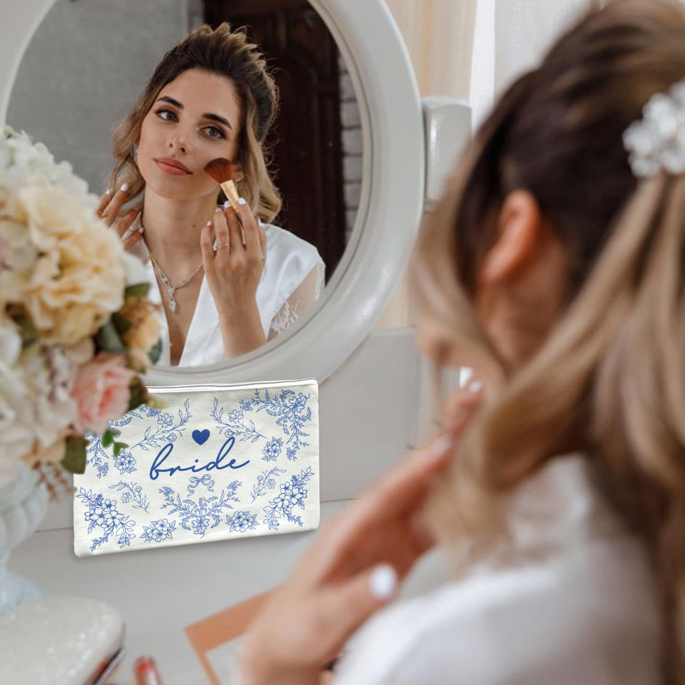 LADY&HOME Bride makeup bag pattern closeup showcases classic elegance and quality.