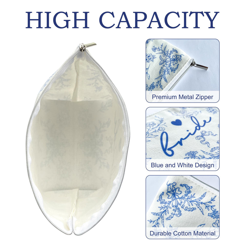 LADY&HOME Bride makeup bag stitching detail shows durable cotton construction.