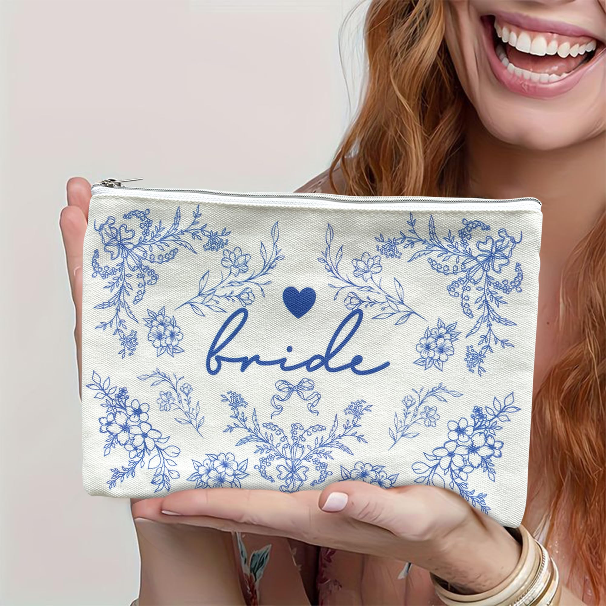 LADY&HOME Bride makeup bag travel-ready accessory that fits daily cosmetics and small items.
