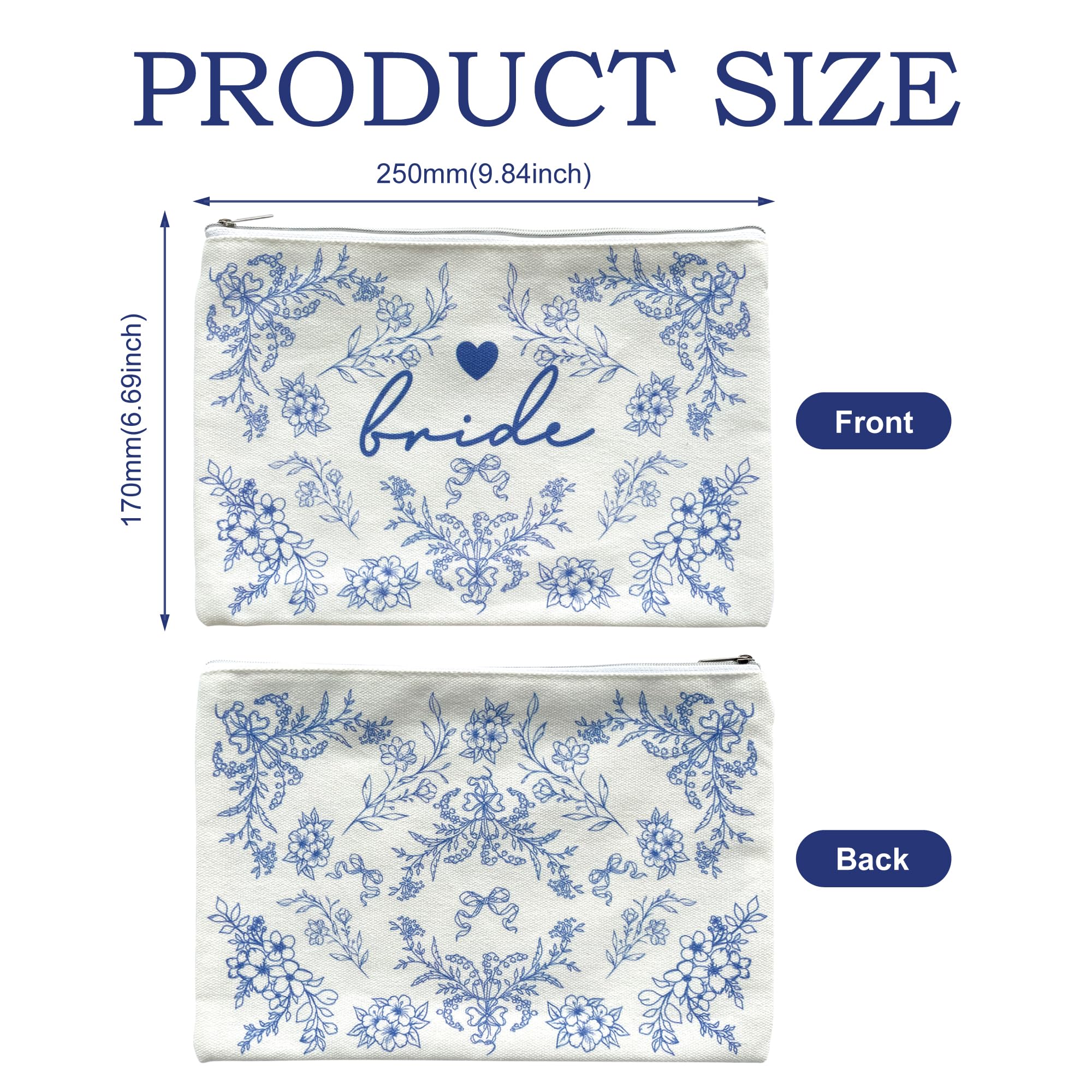 LADY&HOME Bride makeup bag zipper detail highlights secure storage for cosmetics on the go.