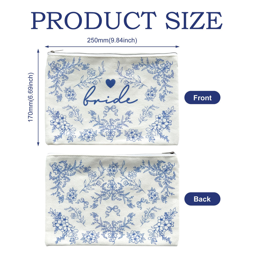LADY&HOME Bride makeup bag zipper detail highlights secure storage for cosmetics on the go.