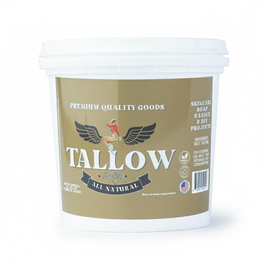 Lady May Tallow bulk 2lb unscented tub for skincare and DIY soaps.