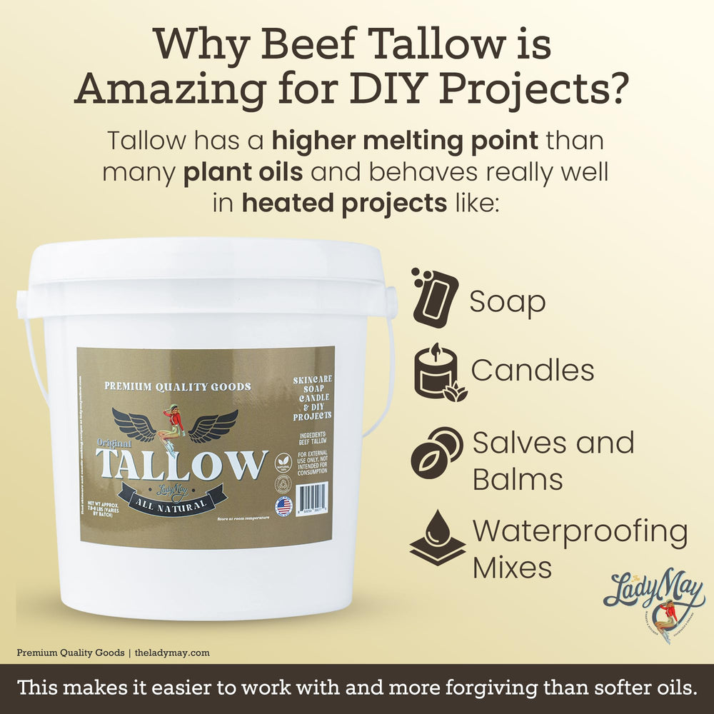 Lady May Tallow bulk packaging for easy storage and use.