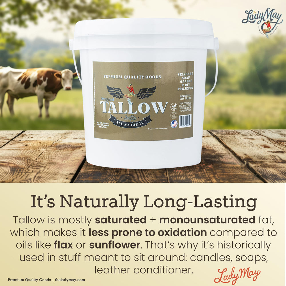 Lady May Tallow rendered fat texture for crafts and bases.