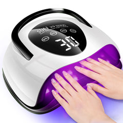 LadyMisty 268W nail lamp front view showing a sleek black housing for fast, even gel curing at home.