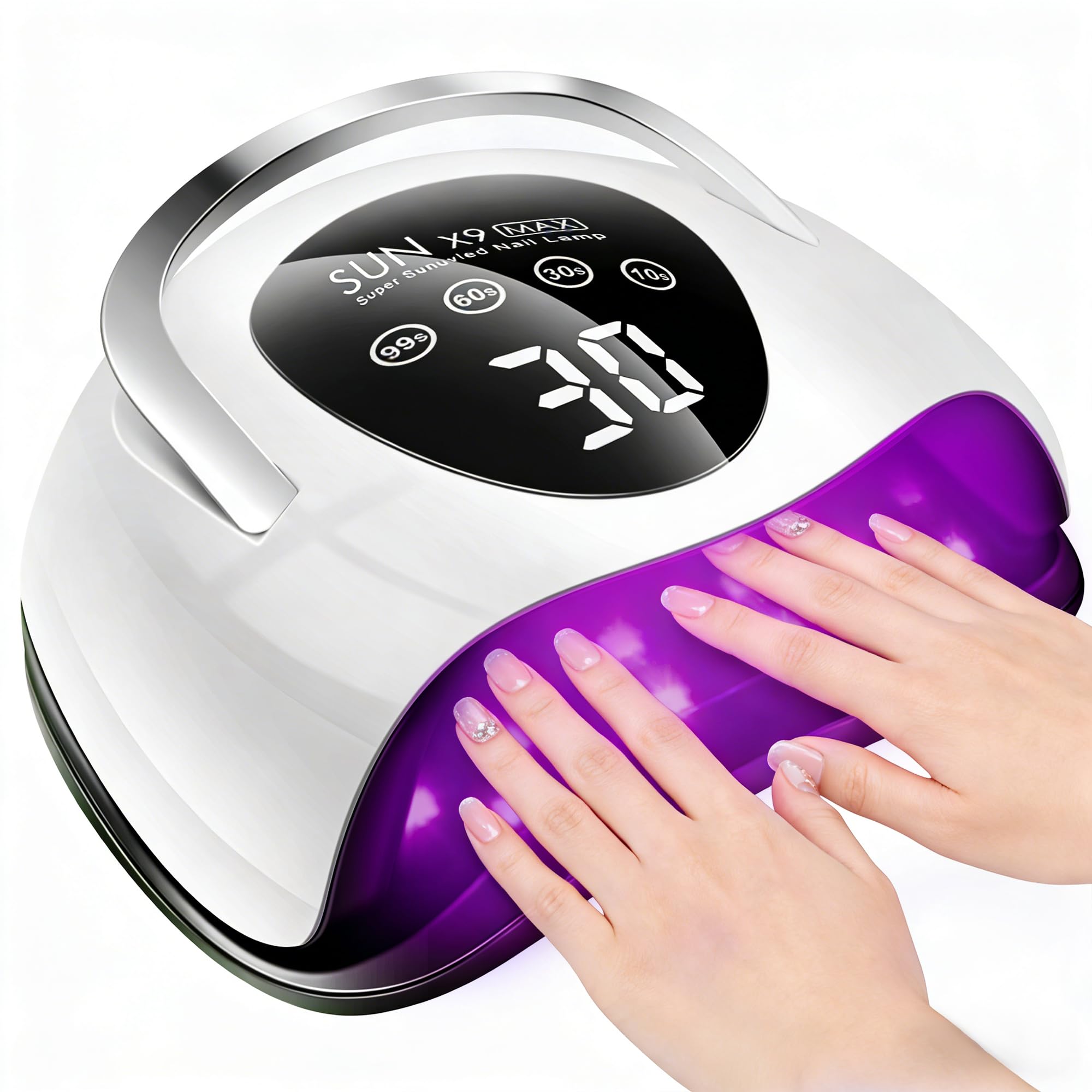 LadyMisty 268W UV LED nail lamp front view, fast gel curing.