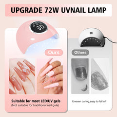LadyMisty 72W UV LED nail lamp auto sensor for hands-free operation.