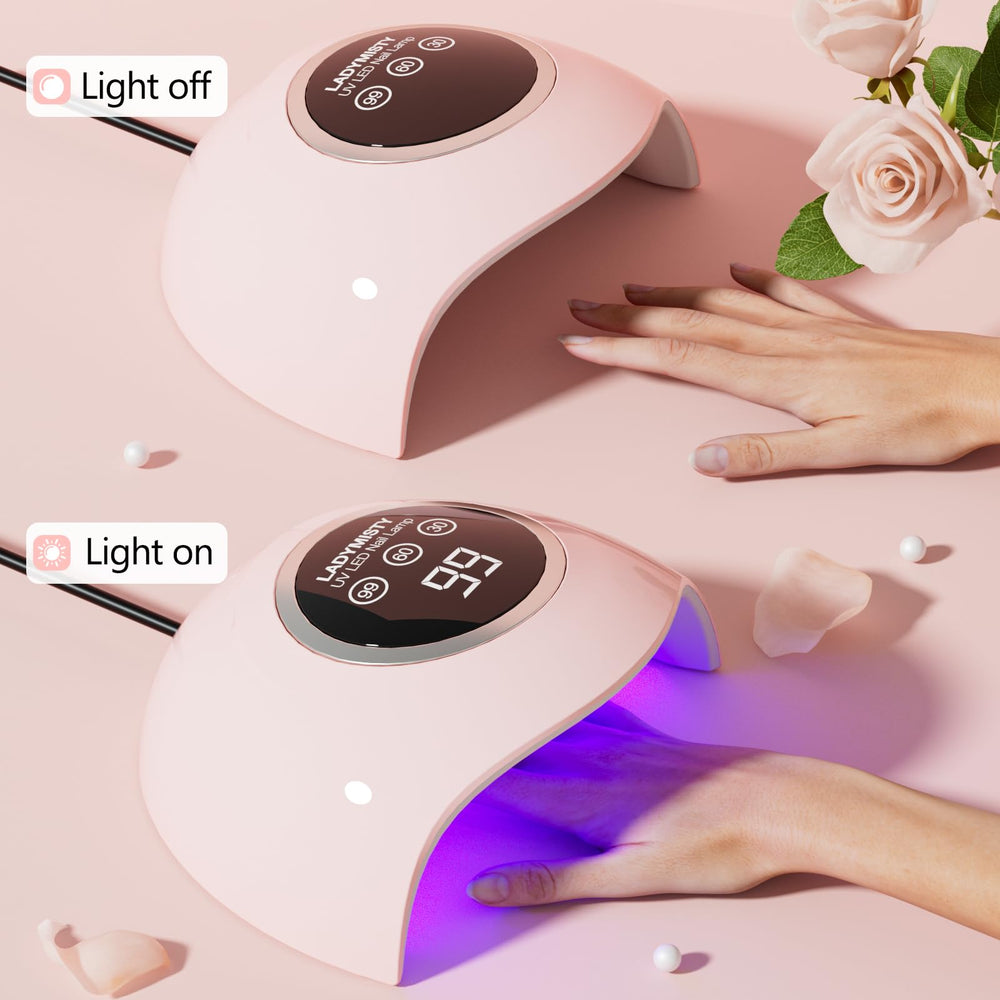 LadyMisty 72W UV LED nail lamp LCD display for precise timer control.