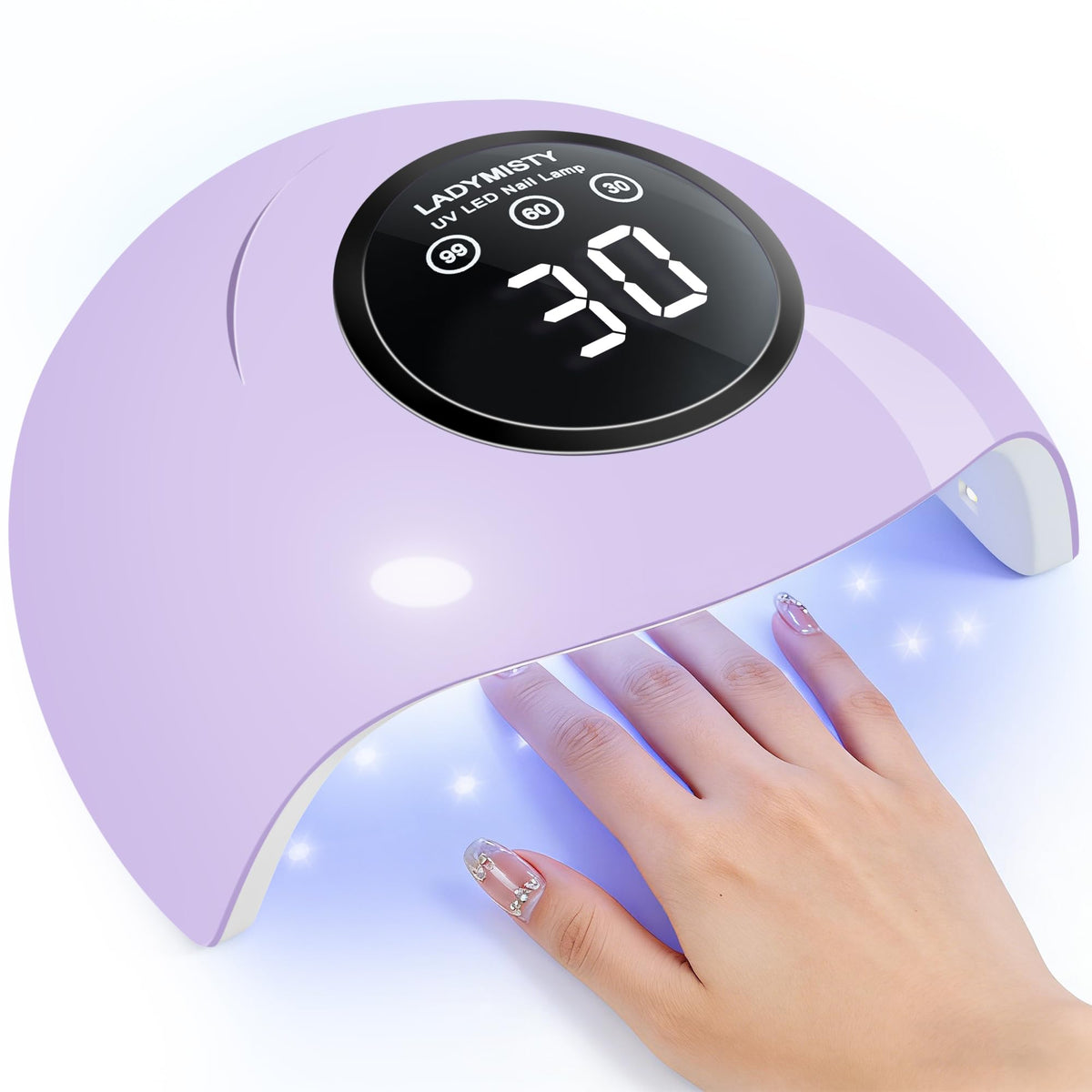 LadyMisty 72W UV nail lamp front view for at-home gel curing and professional results