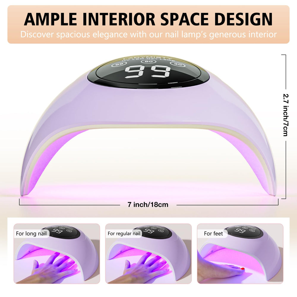 LadyMisty 72W UV nail lamp with LCD display for precise timed gel cycles