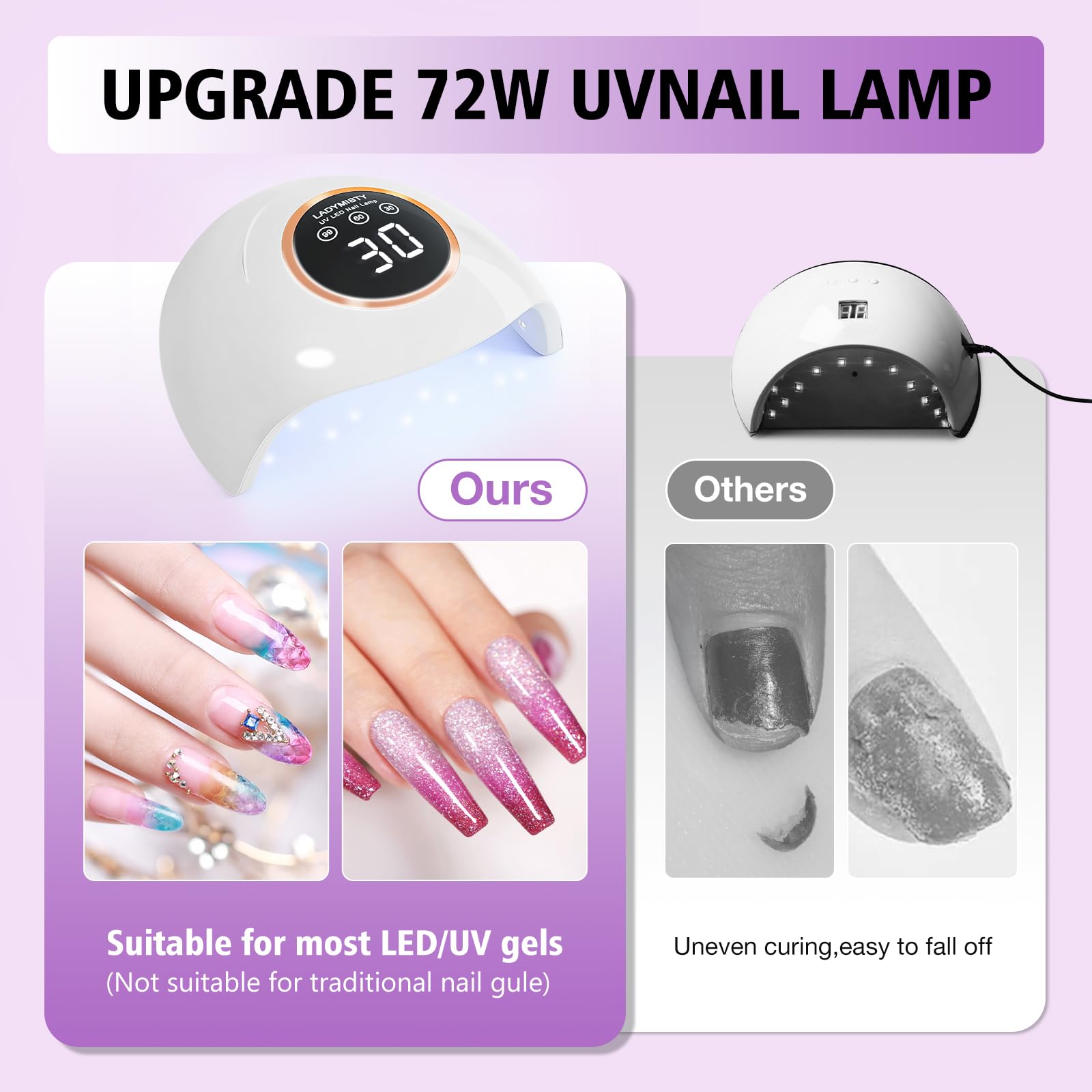 LadyMisty lamp with LCD display aids precise timer setting.