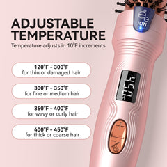 Lafesro Thermal Brush barrel closeup highlights tourmaline ceramic for even heat.