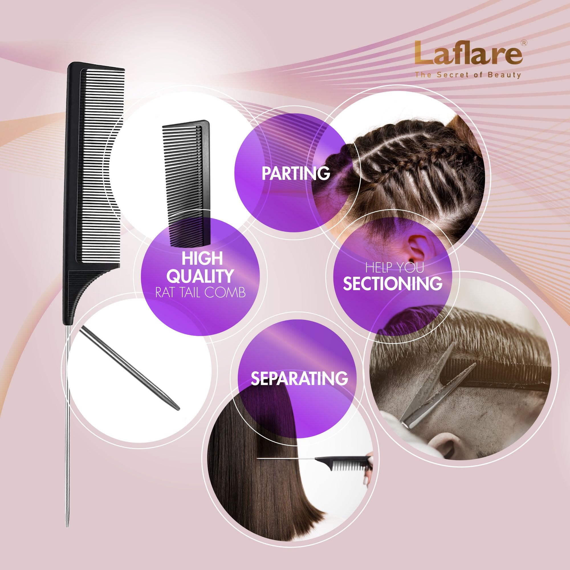 Laflare braiding rack with included comb set and magnetic wristband.