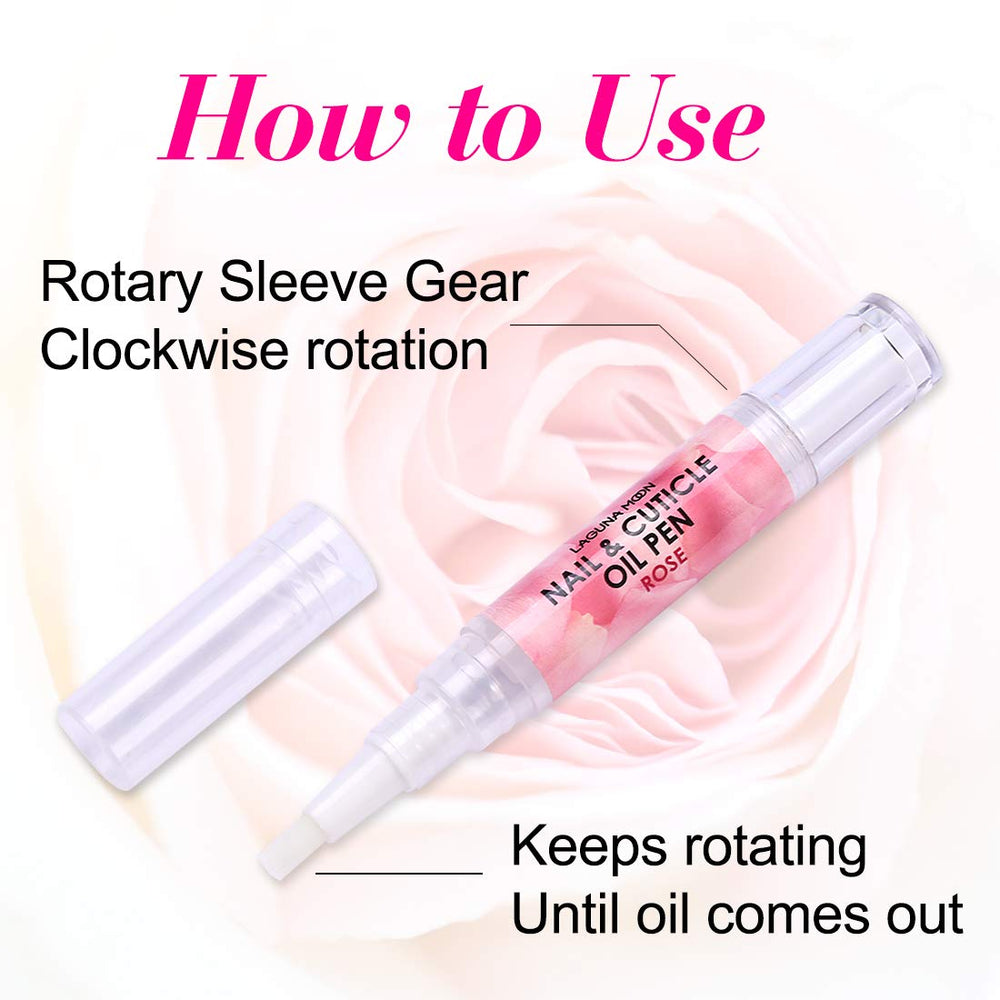Lagunamoon aceite de cutícula natural con rosa para nutrición de uñas.