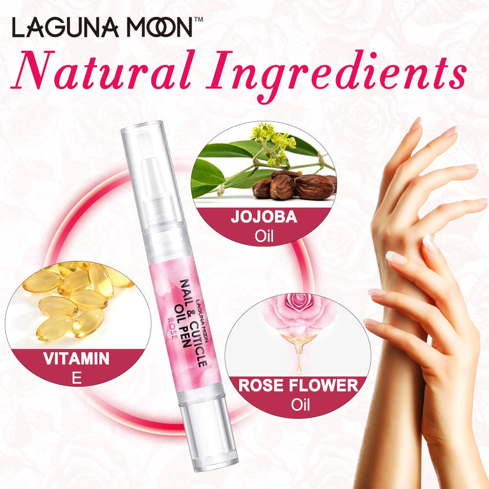 Lagunamoon pluma de aceite de cutícula rosa para uñas, aporta hidratación duradera.