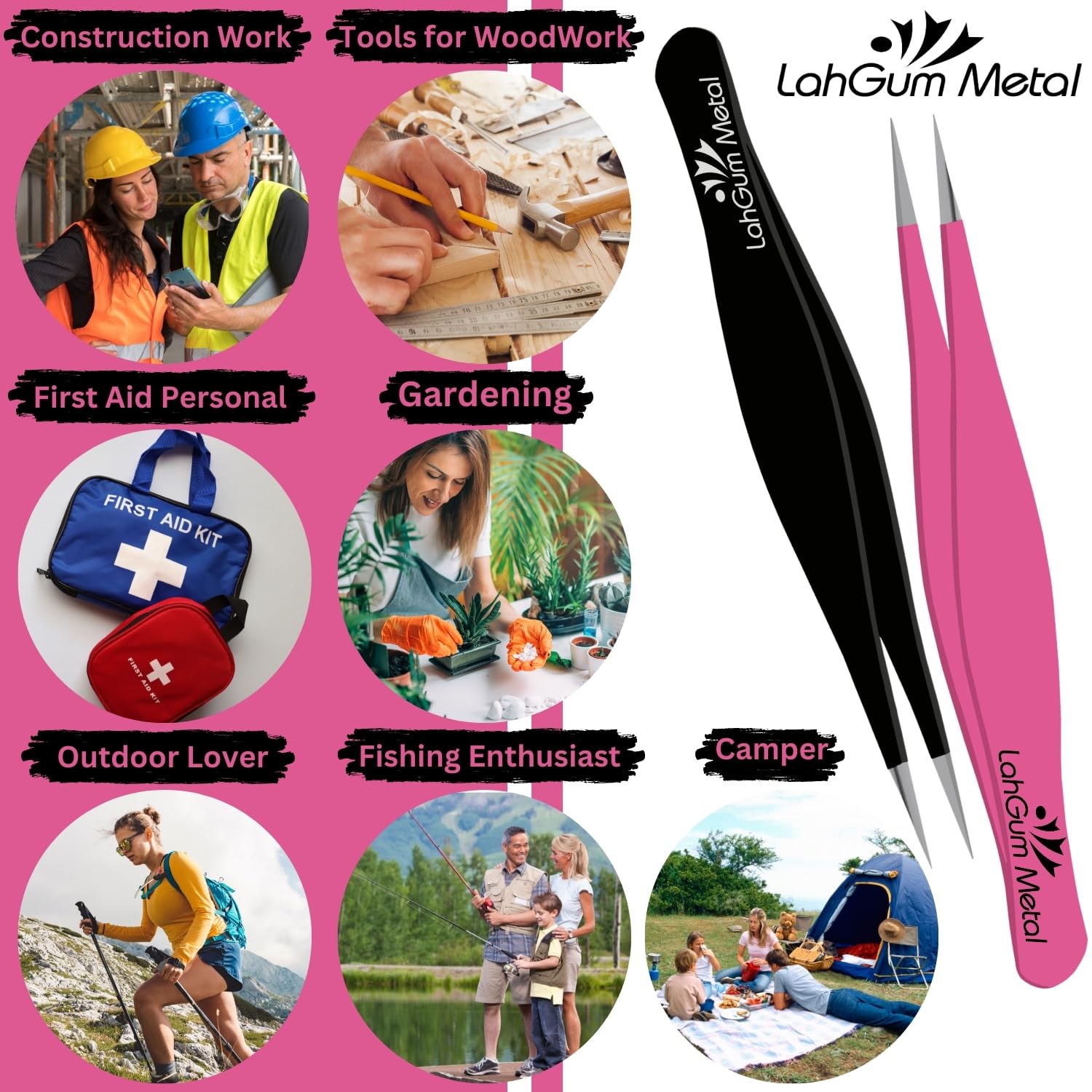 Stylish black-pink coating adds durability and travel-friendly packaging.