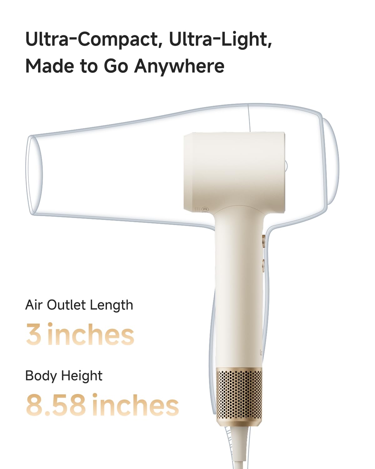 Laifen MINI delivers ultra-fast drying with powerful airflow.