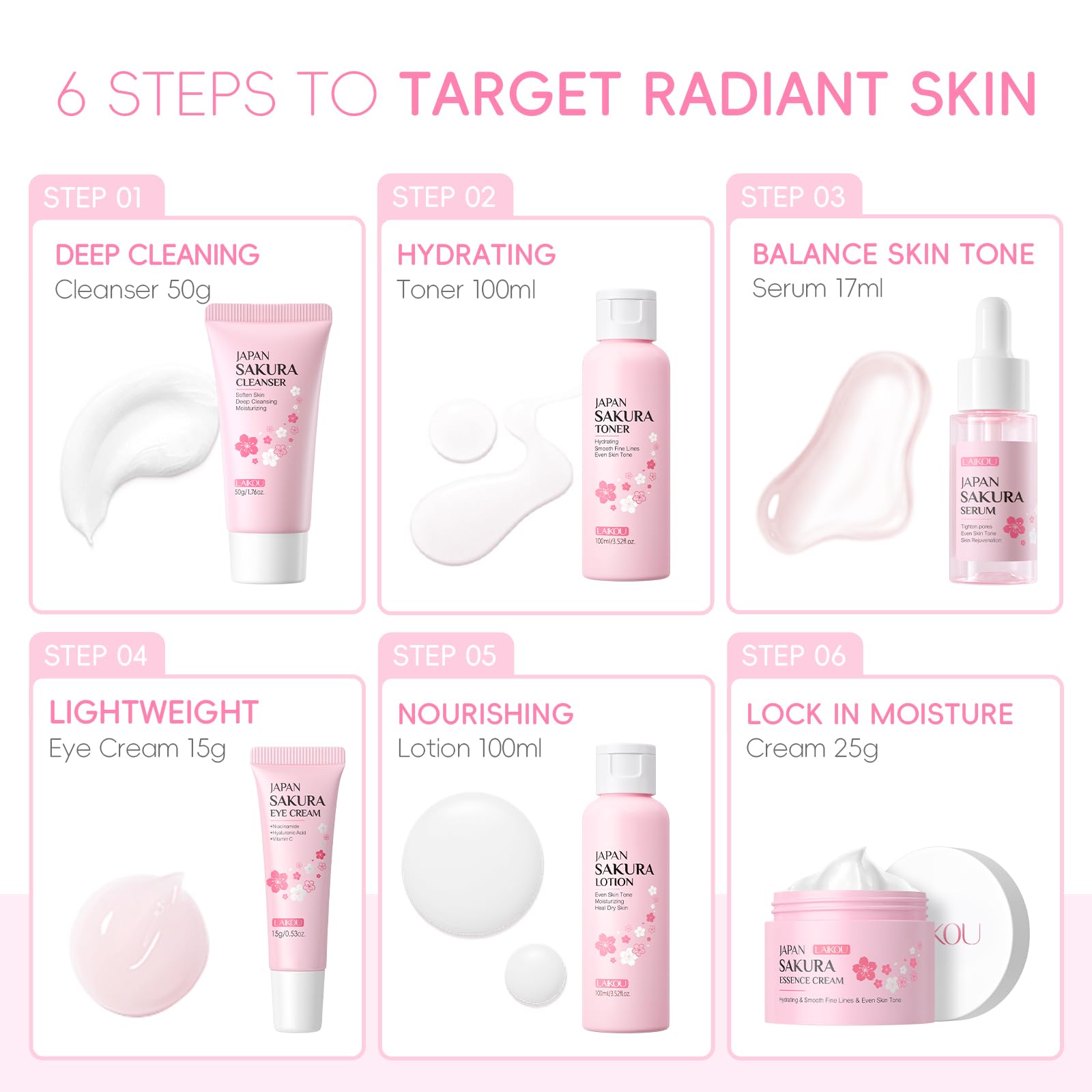 Laikou Japón Sakura suero nutritivo: ilumina y suaviza sin engrasar