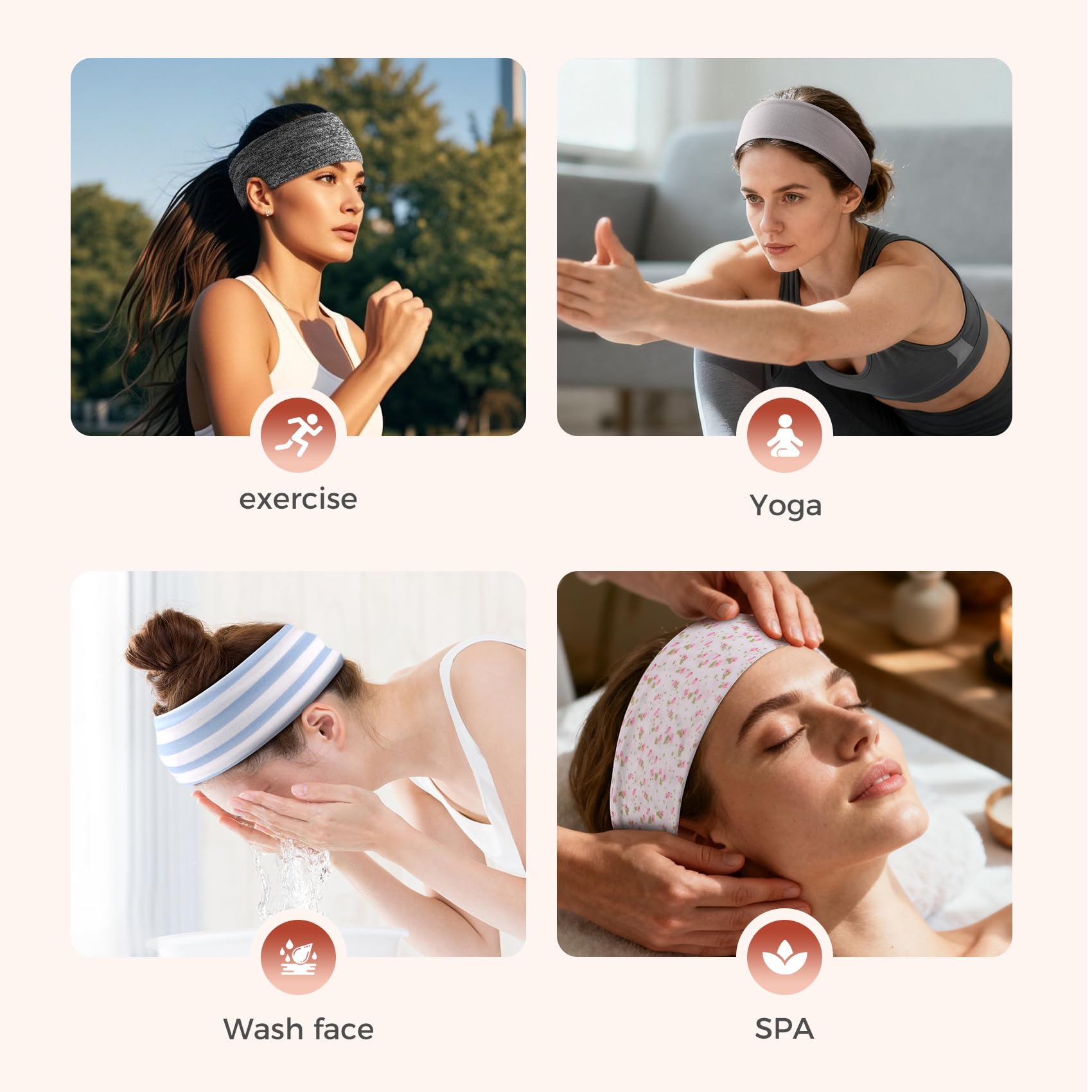 Lajou headbands with leaf design ideal for active days.