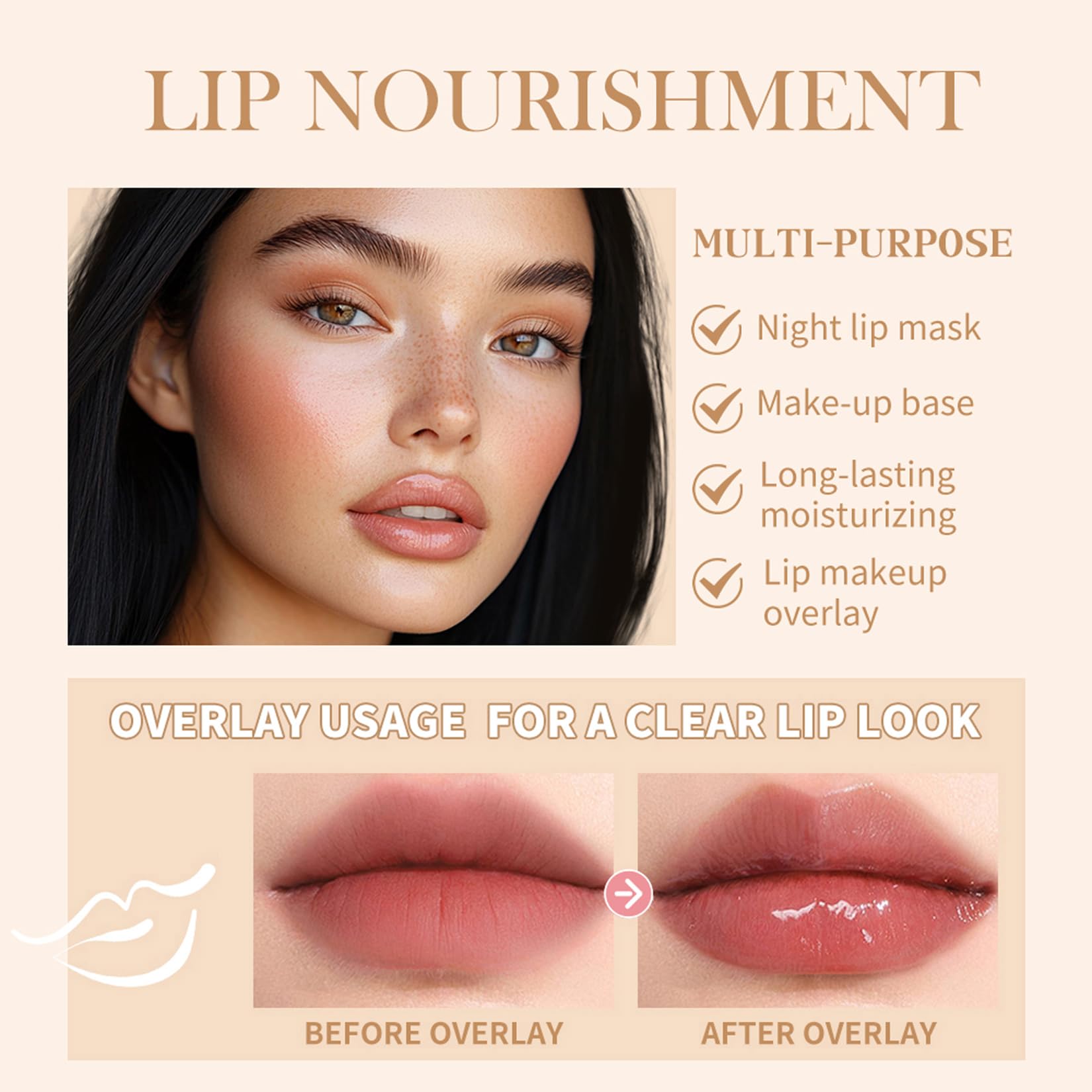 Bálsamo labial hidratante de Lakerain, textura ligera para todo el día.