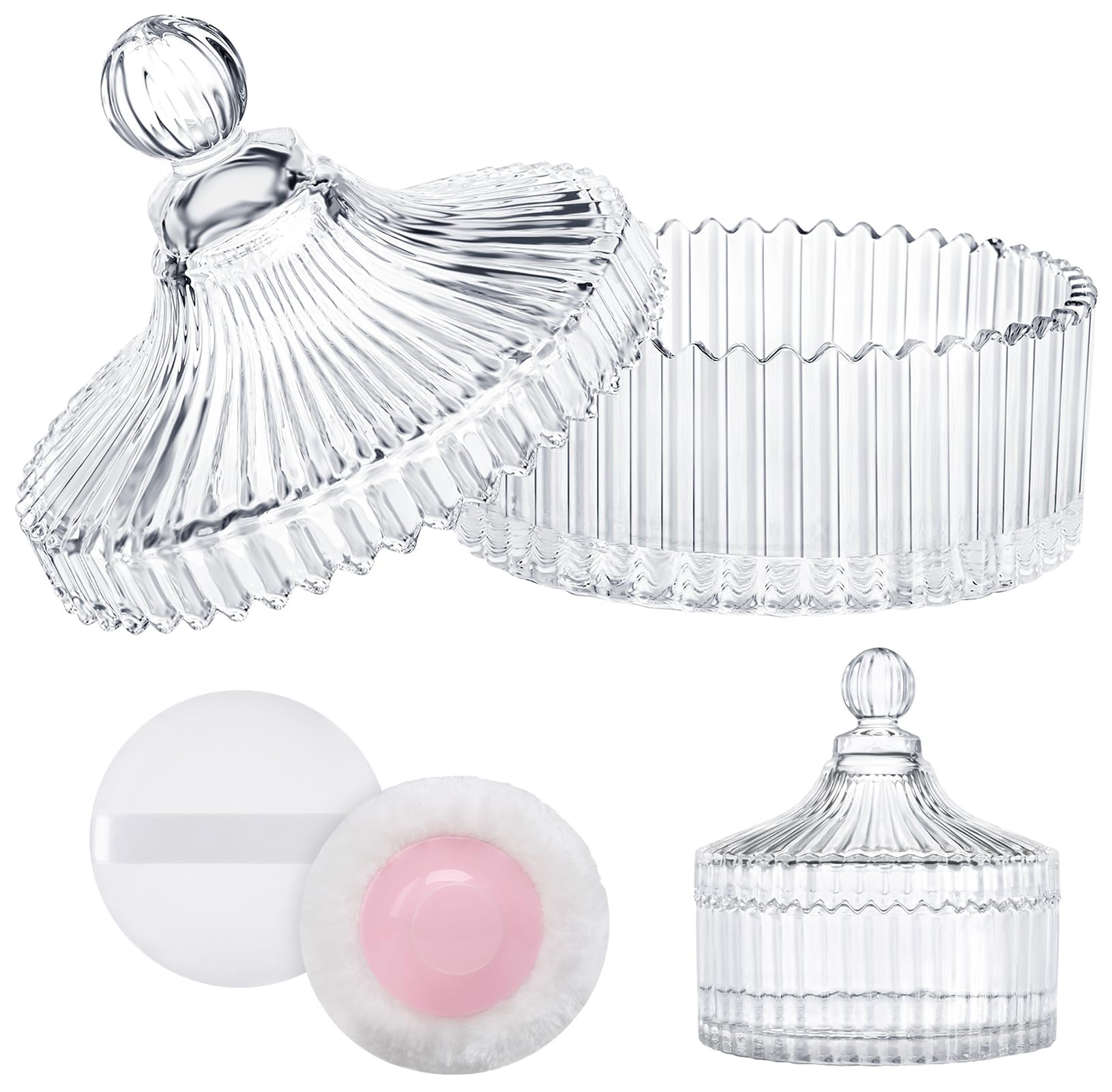 LAKIRA crystal powder container 4 inch shown for elegant storage and dust protection.