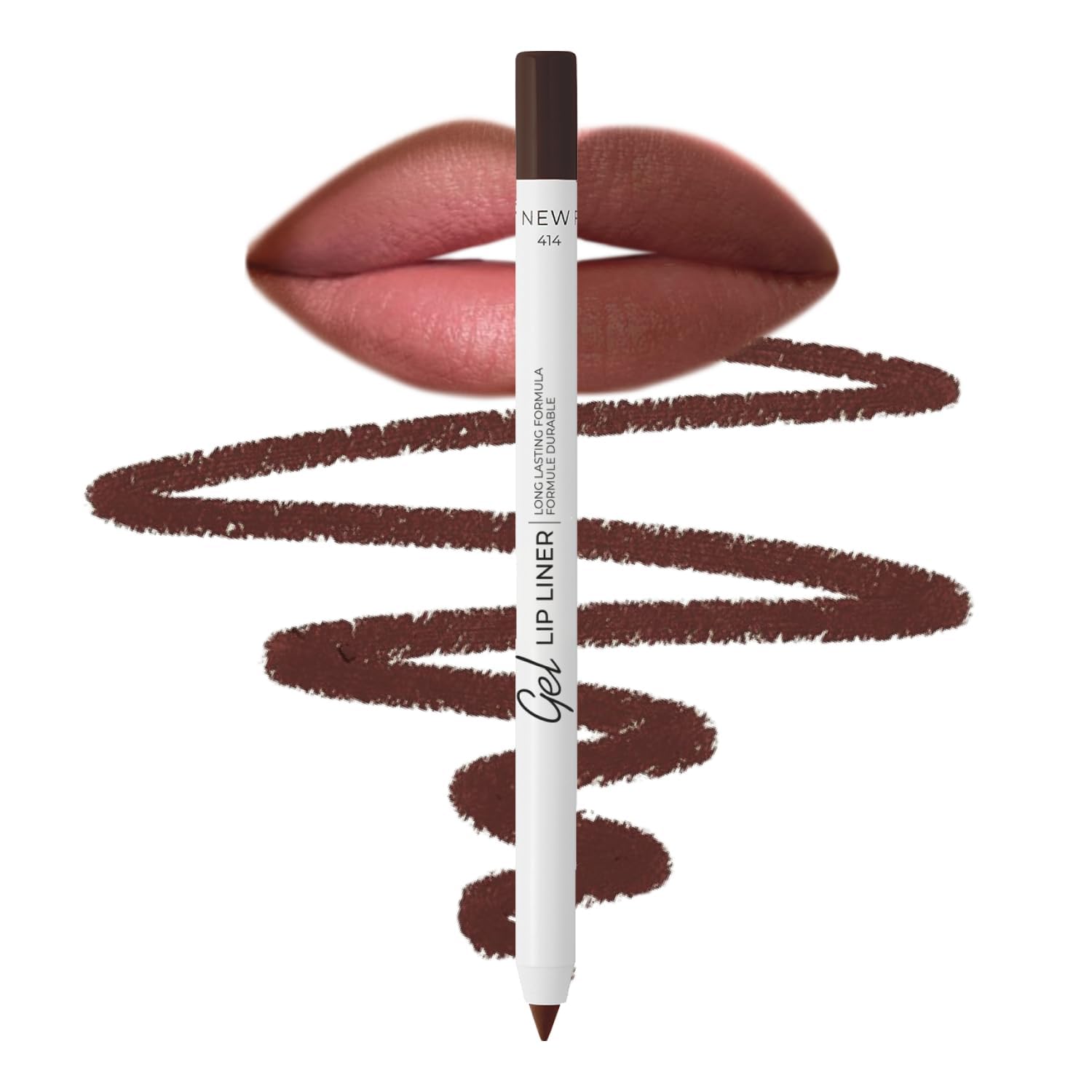 Delineador labial mate Lamel marrón intenso para definición duradera todo el día.