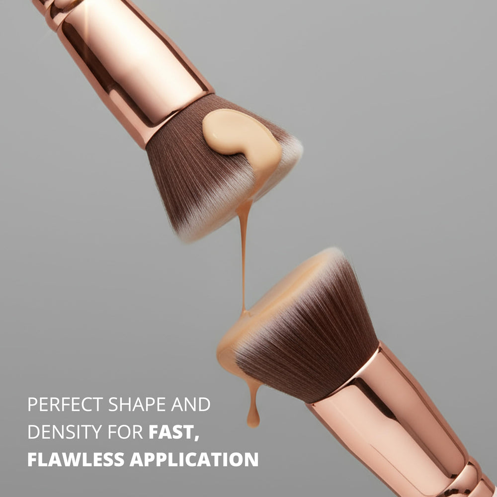 Lamora ergonomic handle on a kabuki brush for comfortable control