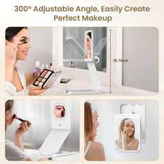 Foldable travel mirror with compact design fits easily in luggage.