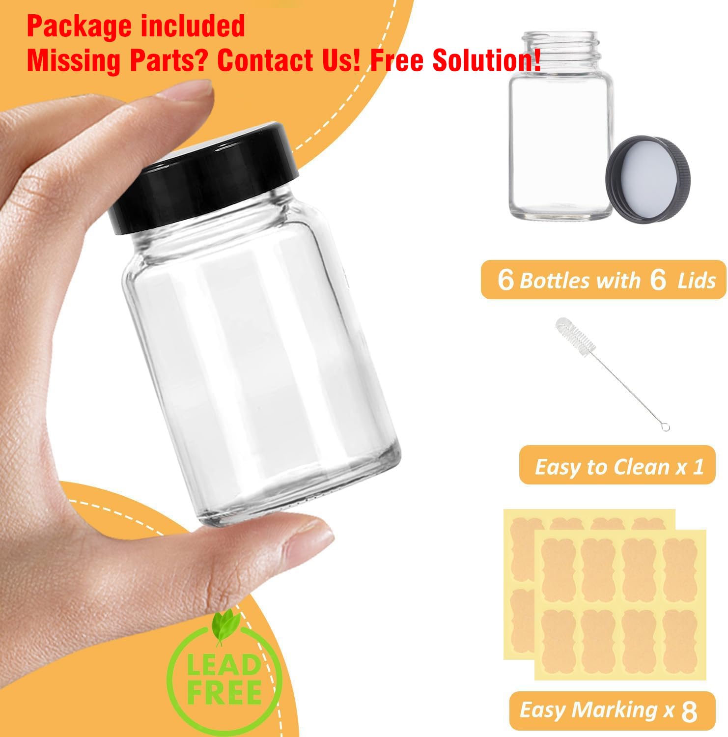 LANBEAUTIFY 6-pack with caps for airtight transport.